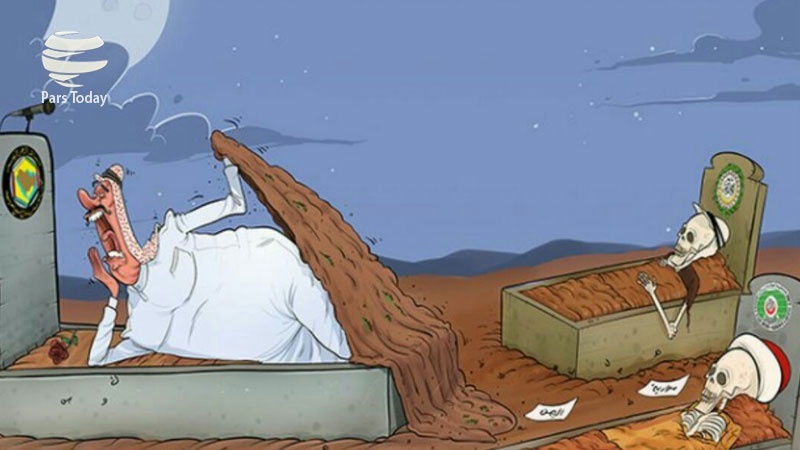 بستر مرگ پر خلیج فارس تعاون کونسل + کارٹون