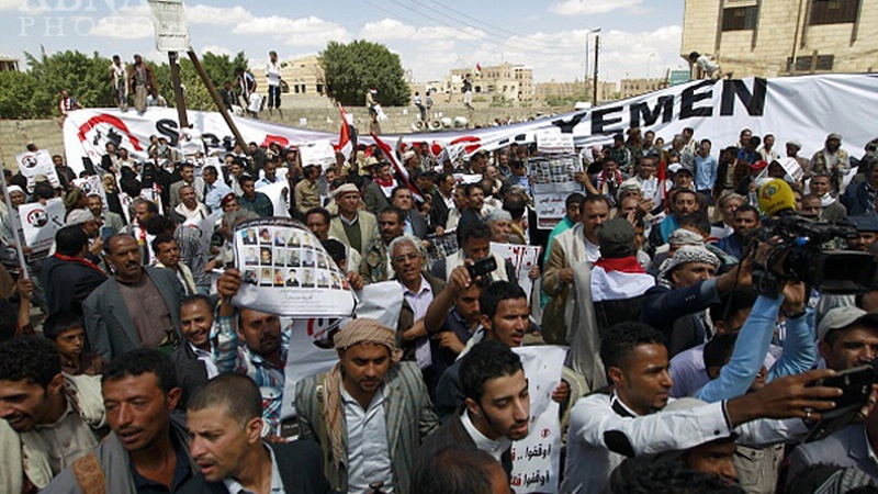 سعودی عرب کی وحشیانہ جارحیت کے خلاف یمنی عوام کا اجتماع 