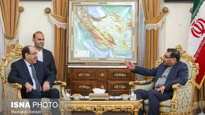 ایران کی اعلی قومی سلامتی کونسل کے سکریٹری علی شمخانی سے عراق کے نائب صدر نوری المالکی کی ملاقات 