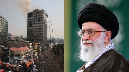 پەیامی ڕێبەری سەبارەت بە ڕووداوی ئاگرتێبەر بوون و ڕووخانی باڵاخانەی پلاسکۆ لە تاران