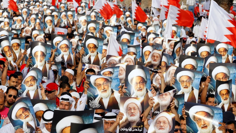 بحرین: آیت اللہ شیخ عیسی قاسم کی حمایت میں کفن پوش اجتماع