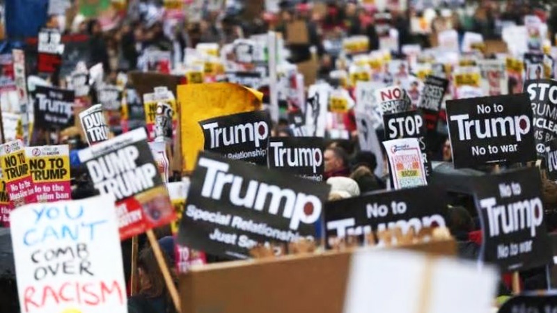 ٹرمپ کے دورہ برطانیہ کا استقبال احتجاجی مظاہروں کے ذریعے