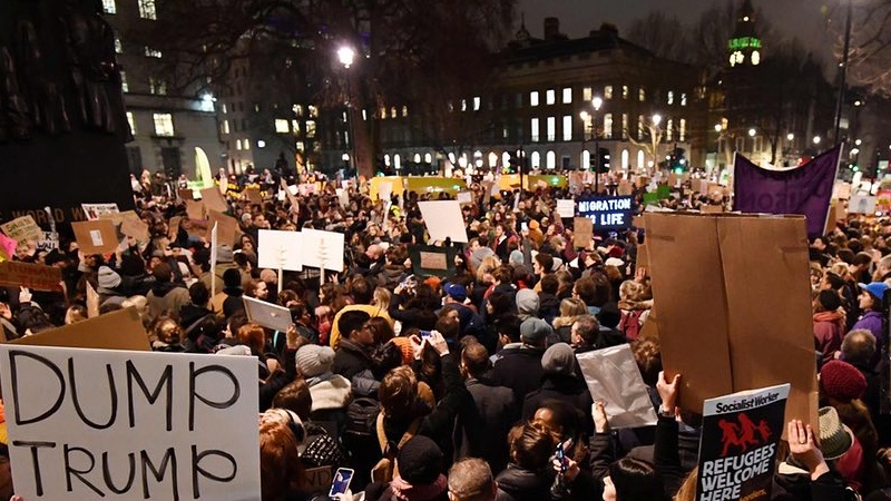 ٹرمپ کے دورہ برطانیہ کے موقع پر اپوزیشن کی ریلیاں