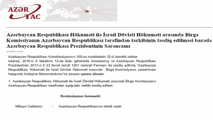 Bakı sionist rejimlə birgə dövlət komissiyası yaradıb