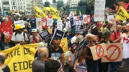 Parisdə Tramp və Makrona qarşı aksiya