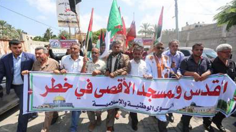 مسجد الاقصی کی حمایت  غزہ میں مظاہرہ