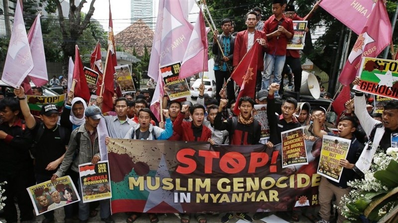  روہنگیا مسلمانوں پر تشدد کے خلاف امریکہ میں احتجاجی مظاہرہ