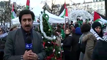 پیرس میں امریکا و اسرائیل مخالف مظاہرہ