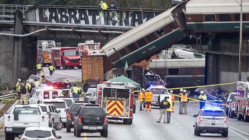 امریکہ میں ٹرین حادثہ، 3 ہلاک 100 زخمی