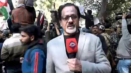 نئی دہلی میں مظاہرہ، صیہونی وزیر اعظم کے دورہ ہند کی مذمت