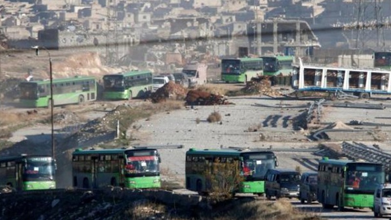 شام: غوطہ شرقی سے دہشت گردوں کے پانچویں ٹولے کی منتقلی