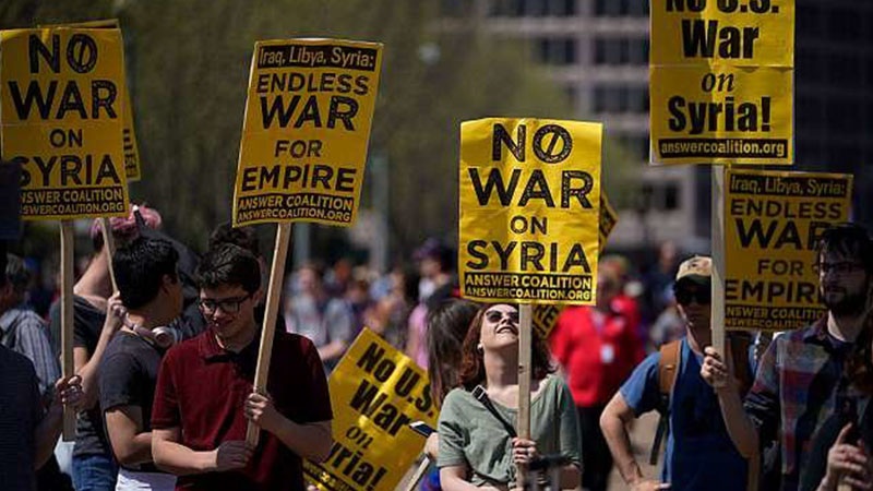 شام کے خلاف مغربی جارحیت پر یورپ میں احتجاج جاری 