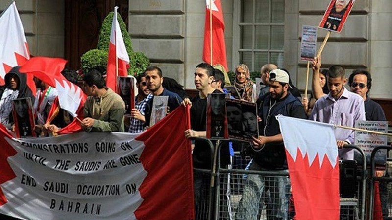 لندن میں بحرینی سفارت خانے کے باہر مظاہرہ 