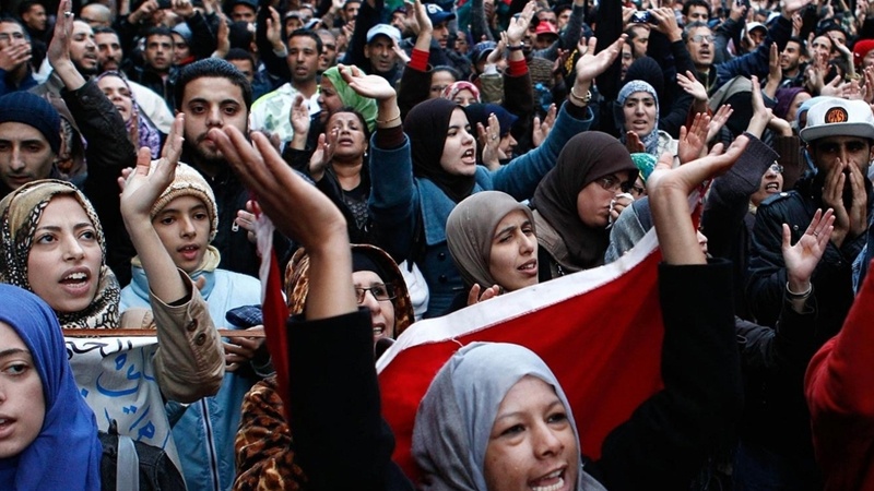 ناڕەزایەتی خەڵکی مەغریب بە لایەنگری  عەرەبستان لە ئەمریکا 