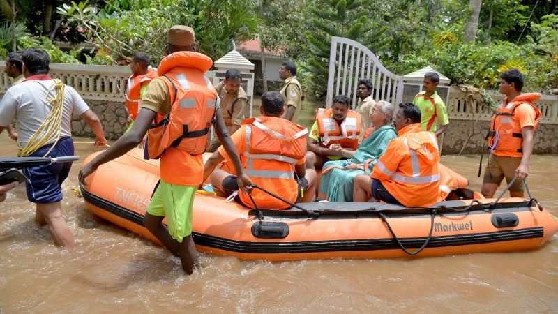 جنوبی ریاست کیرالا میں تباہ کن سیلاب، بڑے پیمانے پر تباہی 