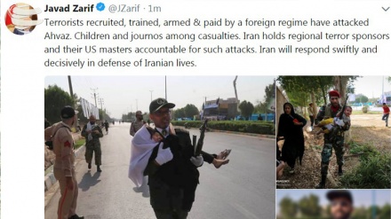 Zərif: Terrorizmin himayədarları və onların amerikalı ağaları Əhvazda terror hücumunda məsuliyyət daşıyırlar