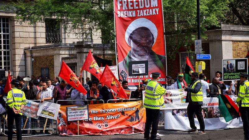 برطانیہ میں آیت اللہ ابراہیم زکزاکی کی رہائی کیلئے مظاہرہ