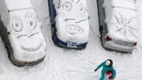 Sniježne figure u Krasnojarskom, u Rusiji