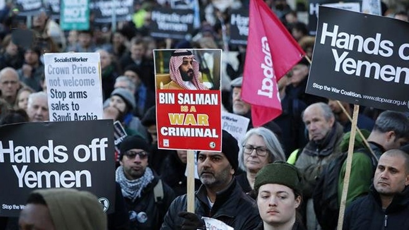 لندن کی سڑکوں پر سعودی عرب کے خلاف مظاہرہ