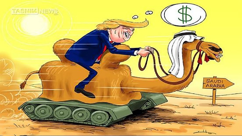 سعودی ناقے پر امریکی سوار ۔ کارٹون