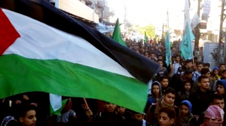 صیہونیوں کے جرائم کے خلاف فلسطینیوں کا مظاہرہ