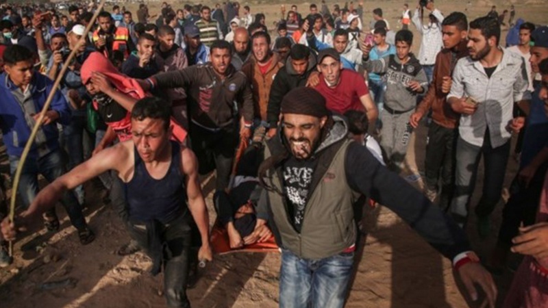 پرامن واپسی مارچ پر وحشیانہ حملہ، ایک فلسطینی شہید 41 زخمی