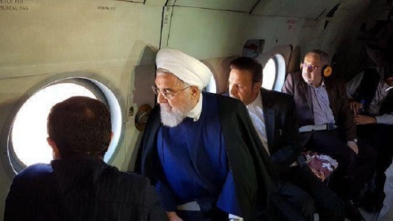صدر روحانی نے متاثرہ علاقوں کا ہوائی دورہ کیا ۔ ویڈیو
