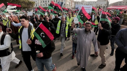 لیبیا میں سعودی عرب کی مداخلت کے خلاف مظاہرہ 