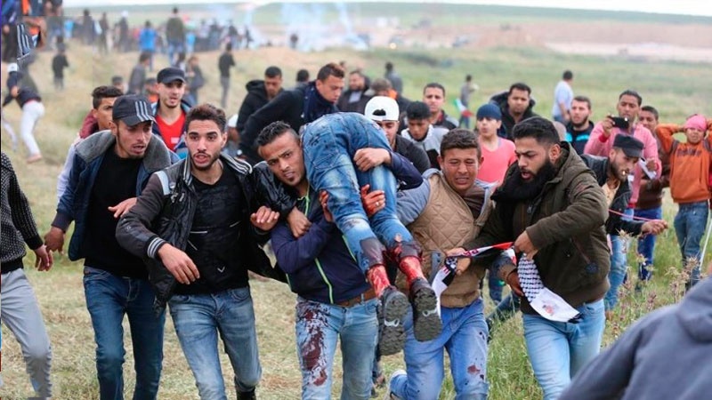 فلسطینیوں کے حق واپسی مارچ پر حملہ، 49 زخمی