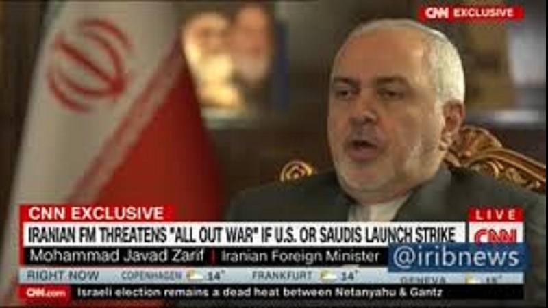 ایران پر حملہ ہوا  تو بھرپور جنگ ہوگی، وزیر خارجہ جواد ظریف کا انتباہ 