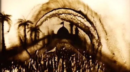 ریت کے ذروں سے پیش کیا ’’اربعین واک‘‘ کا منظر ۔ ویڈیو