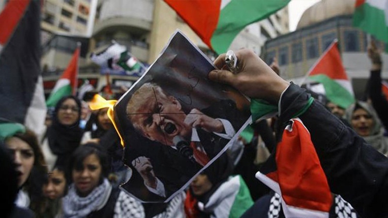 امریکہ اور اسرائیل کے خلاف فلسطینیوں کا غم و غصہ