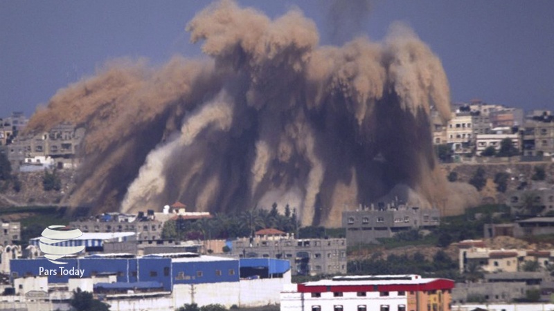صیہونی جنگی طیاروں کی غزہ پر وحشیانہ بمباری