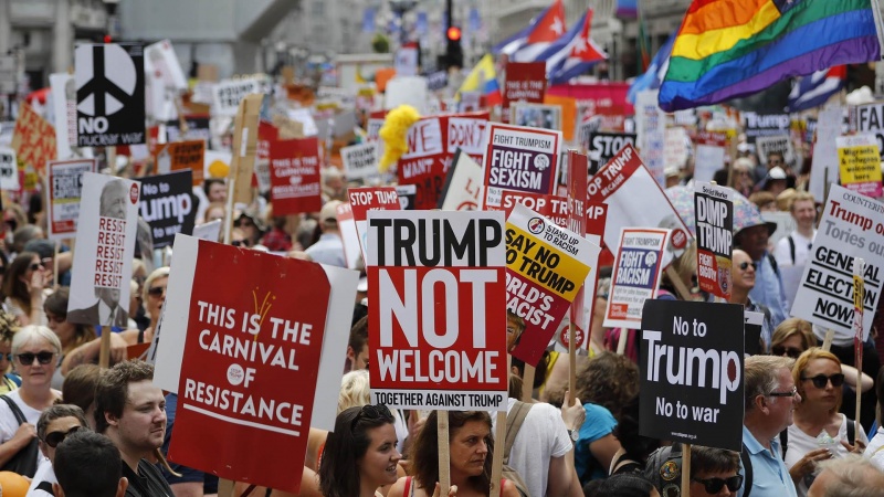 لندن میں ٹرمپ کے خلاف مظاہرہ 