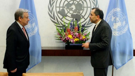 اقوام متحدہ میں سفیر ایران اور یو این سیکریٹری جنرل کی الوداعی ملاقات