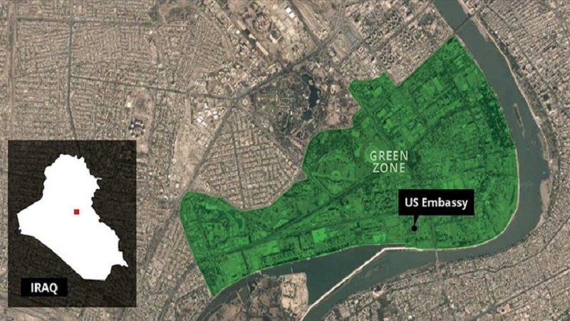 عراق، گرین زون علاقے پر 4 راکٹ فائر، 1 امریکی سفارتخانے پر گرا