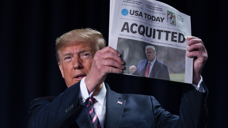 هەڵوێست نواندنی ترەمپ دژ بە دیموکراتەکان پاش وەبەر لێپێچینەوە کەوتنی