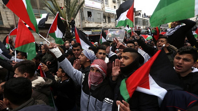 سینچری ڈیل کے خلاف فلسطینیوں کے مظاہرے