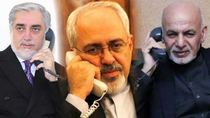ایران کے وزیر خارجہ کی افغان صدر اور اعلی امن کونسل کے سربراہ سے گفتگو
