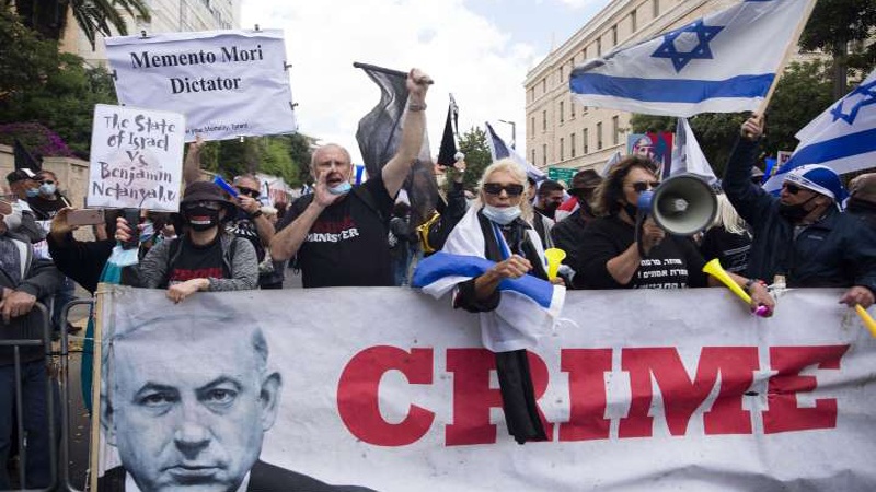صیہونی وزیر اعظم کے خلاف اسرائیل میں مظاہرے
