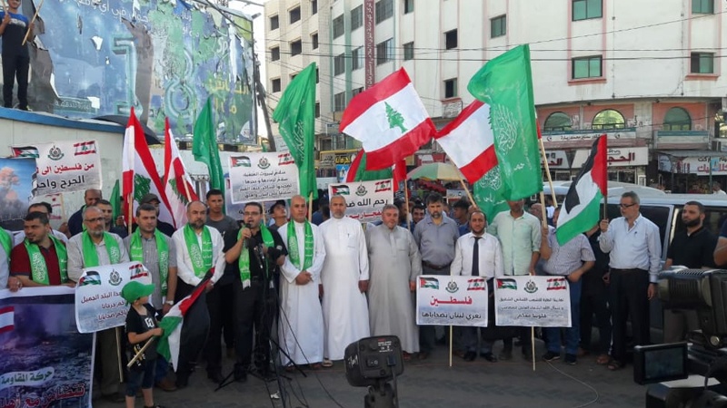 ملت لبنان کے ساتھ اظہار یکجہتی کے لئے غزہ کے عوام کا اجتماع 