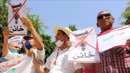 Tunis xalqı sionist rejimin bayrağını yandırıb + video