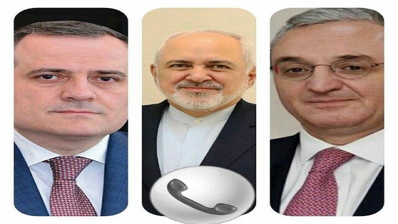 ایران کے وزیر خارجہ کی آذربائیجان اور آرمینیا کے وزرائے خارجہ سے گفتگو