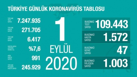 Türkiyədə son sutkada koronavirusdan 47 nəfər ölüb