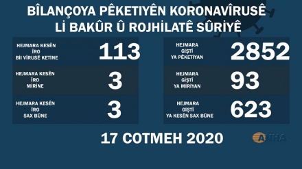 Li Bakur û Rojhilatê Sûriyê 113 kesên din bi koronayê ketin