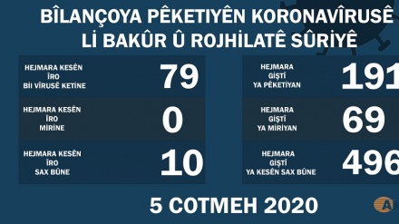 Li Bakur û Rojhilata Sûriyê 79 kesên din bi koronayê ketin