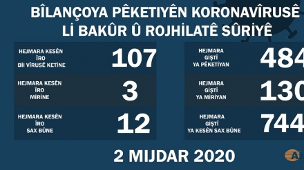 Li Bakur û Rojhilatê Sûriyê heta niha 130 kes bi koronayê mirine