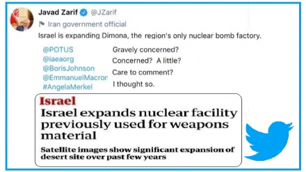 اسرائیل ایٹم بم بنانے والی فیکٹری ڈیمونا کا دائرہ وسیع کر رہا ہے: جواد ظریف