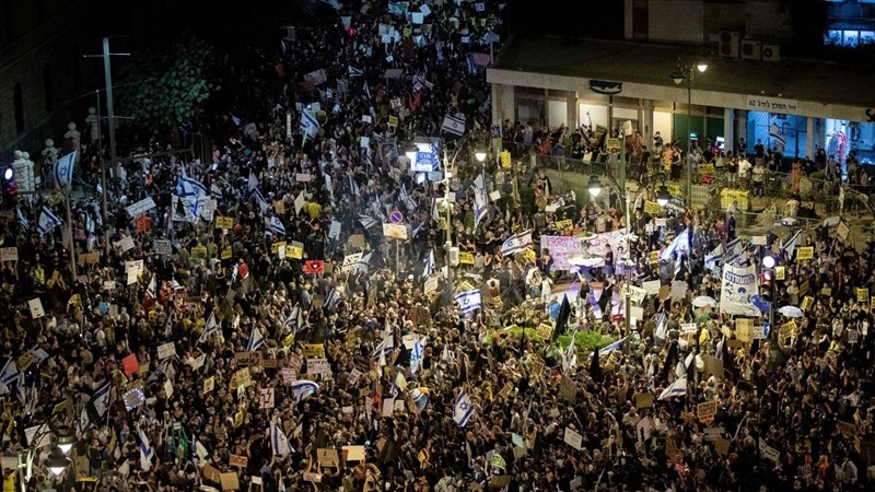 صیہونی عوام نیتن یاہو کے خلاف سراپا احتجاج