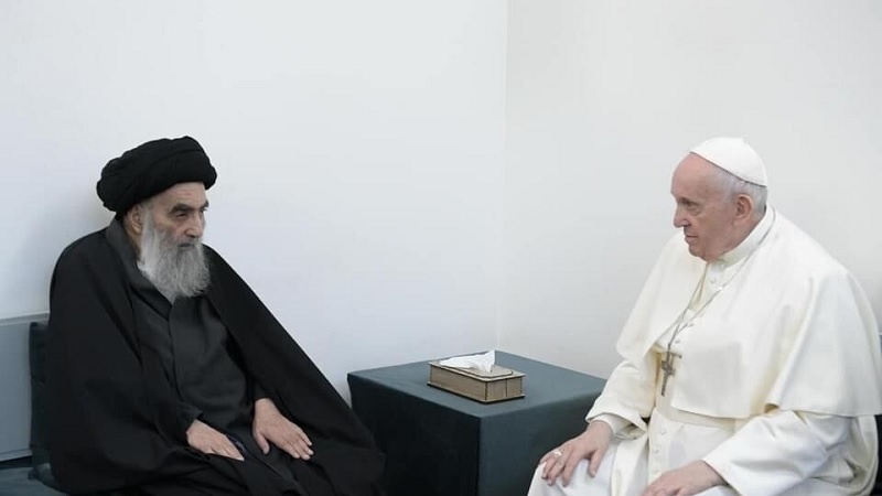 Civîna Pap Fransîs digel merceyê bilind ê şîeyên Iraqê li Necefê